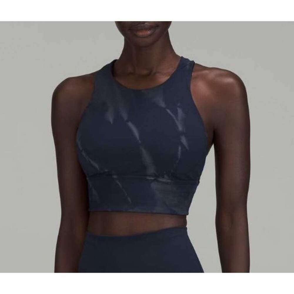 Lululemon Wunder Train Longline Bra Fade Sz 6 Medium Support C/D Cup Navy